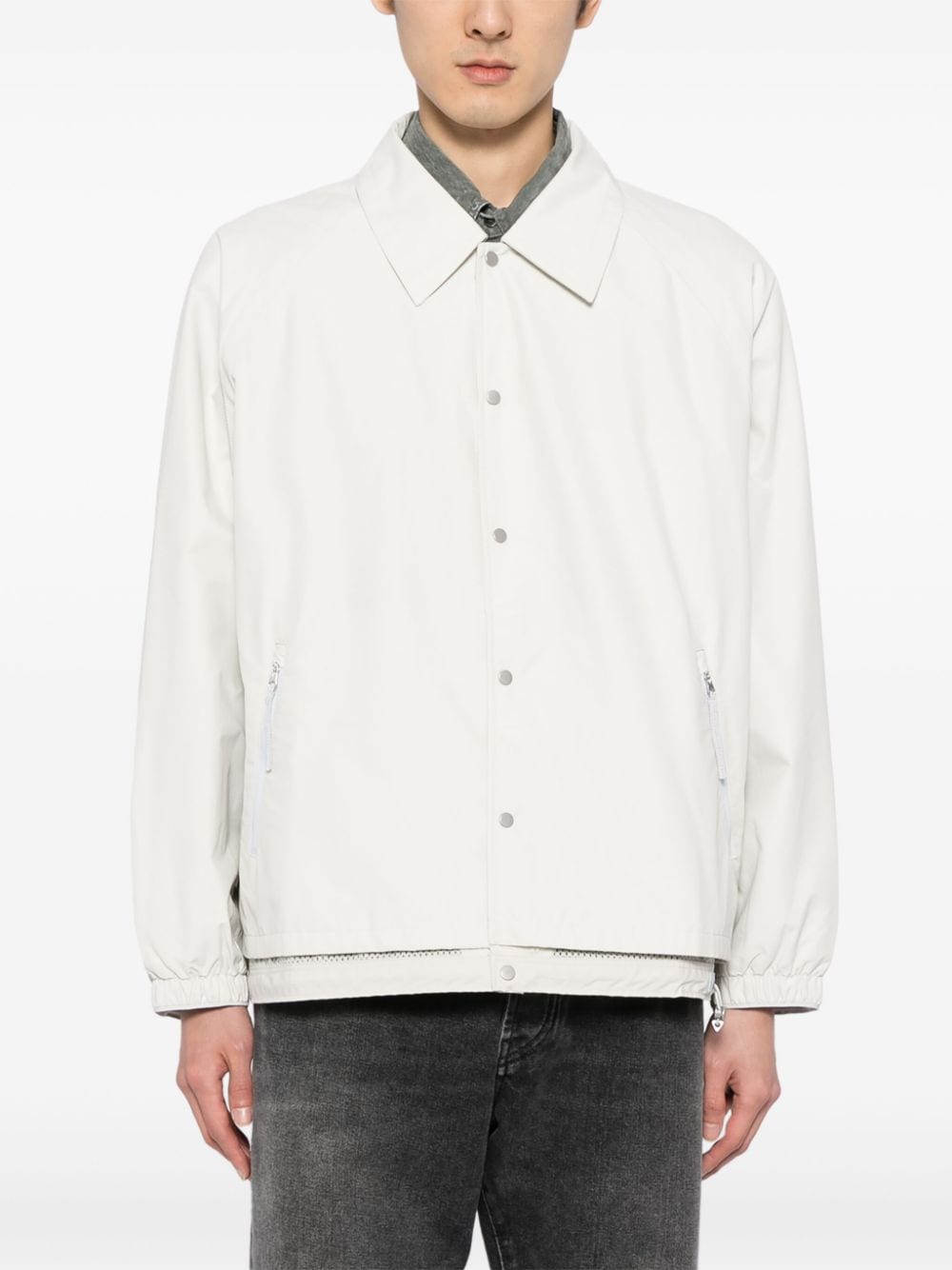 Shop Croquis Spread-collar Cotton-blend Jacket In Grey