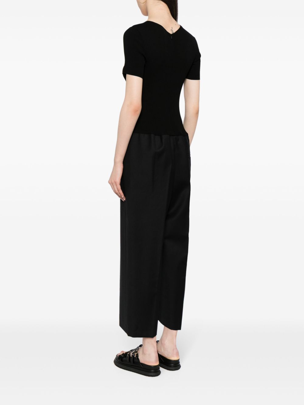 Shop Jnby Patchwork Wool Jumpsuit In Black