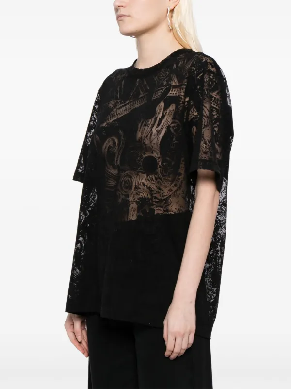 JNBY graphic-print Transparent T-shirt | Black | FARFETCH LB