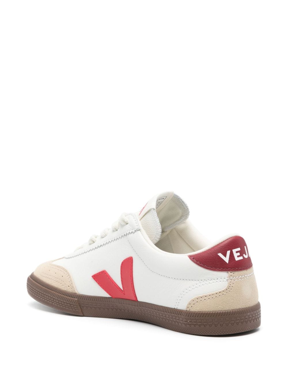 Shop Veja Volley Panelled Leather Sneakers In White
