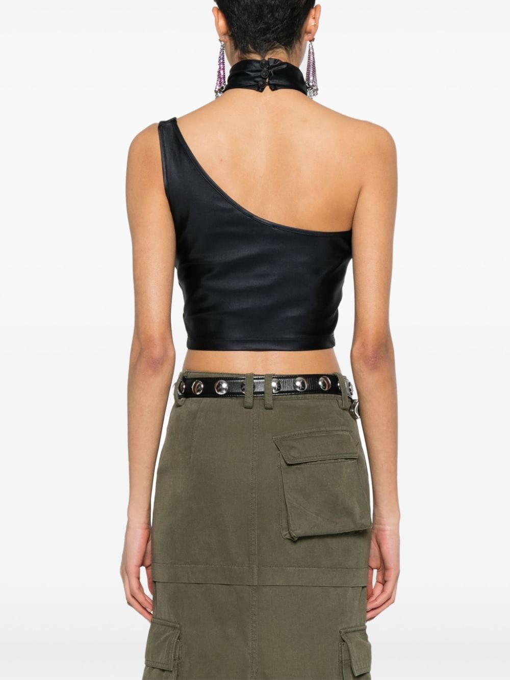 Shop Versace Jeans Couture Buckle-embellishment Cropped Top In Black