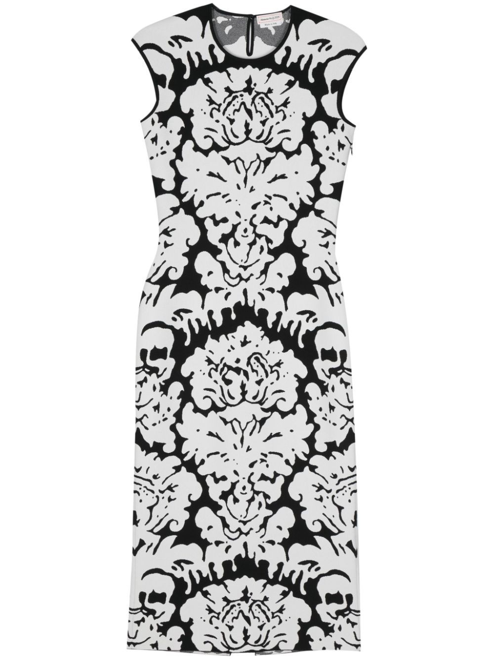Shop Alexander Mcqueen Damask Intarsia-knit Midi Dress In Black