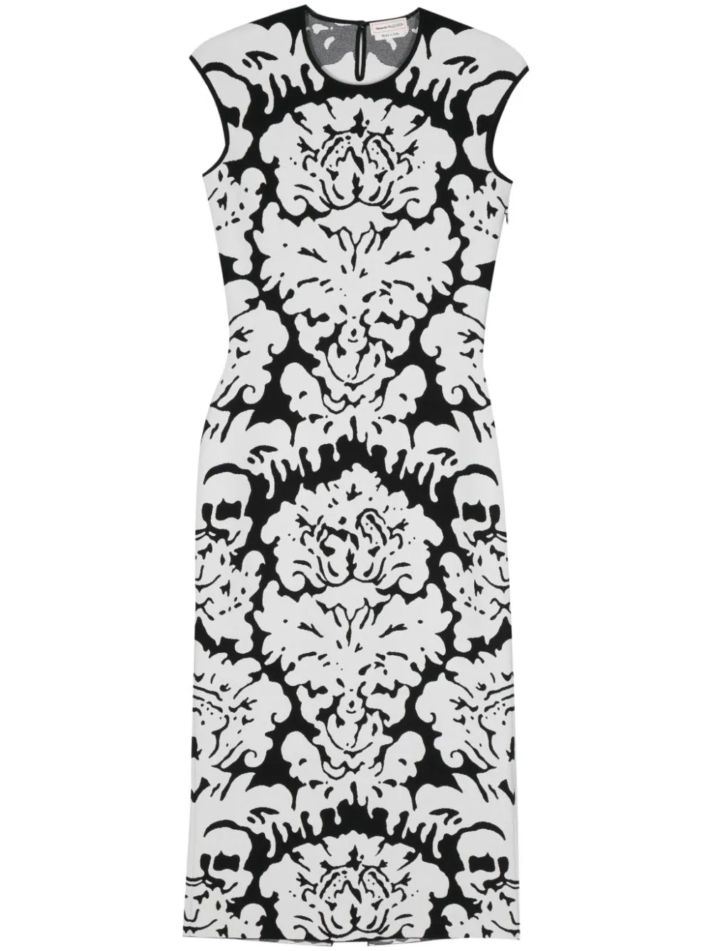Alexander Mcqueen Damask Intarsia-knit Midi Dress In Black