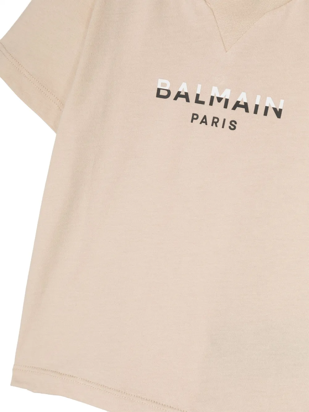 Balmain Kids Katoenen T-shirt met logoprint Beige