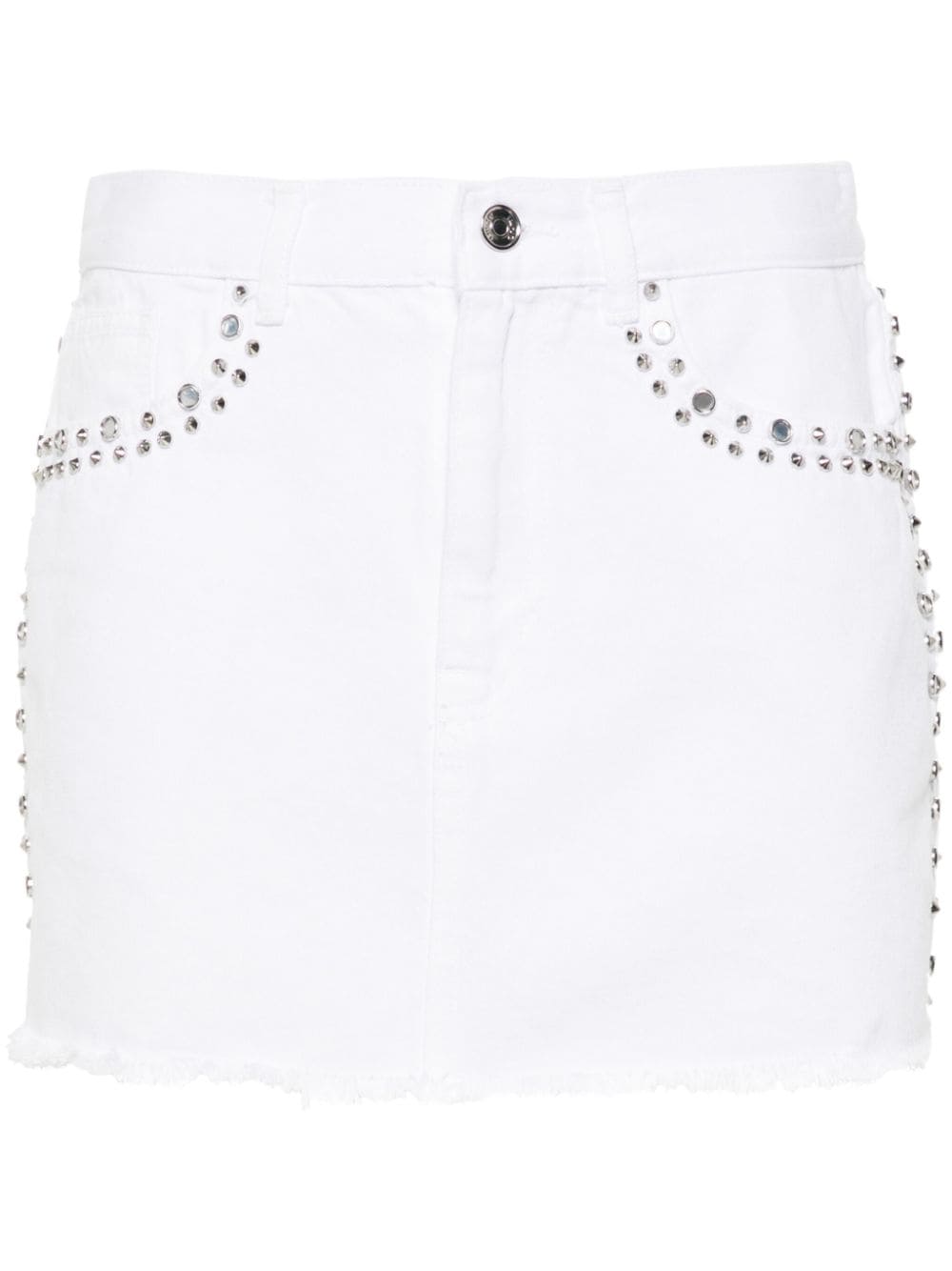 Liu •jo Stud-embellished Denim Mini Skirt In White