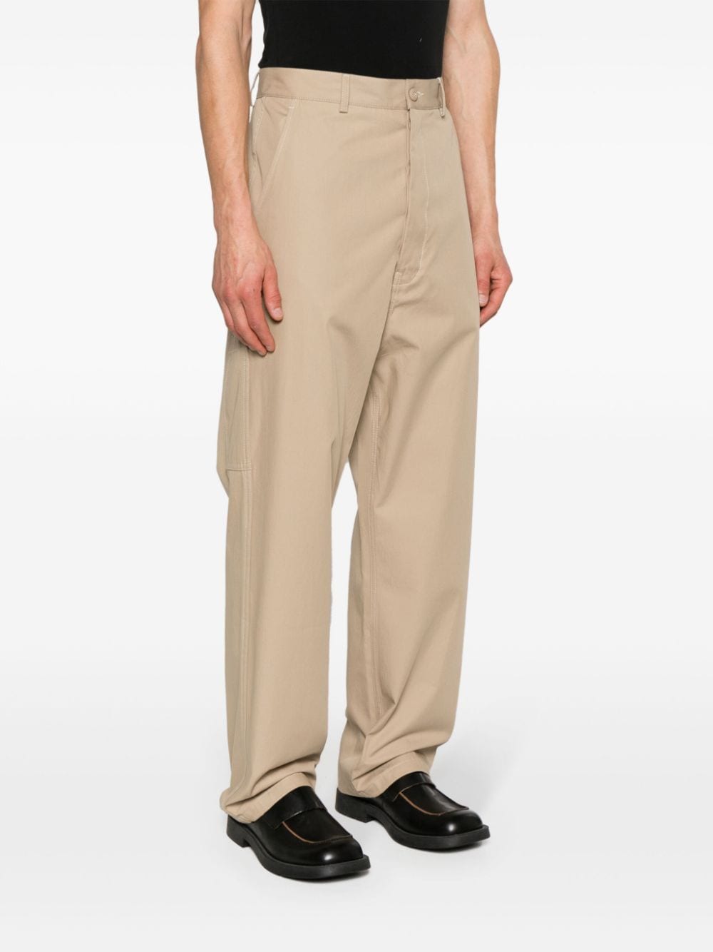 Shop Mm6 Maison Margiela Mid-rise Straight-leg Trousers In Neutrals