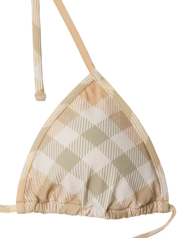 Burberry Checked Triangle Bikini Top | Neutrals | FARFETCH