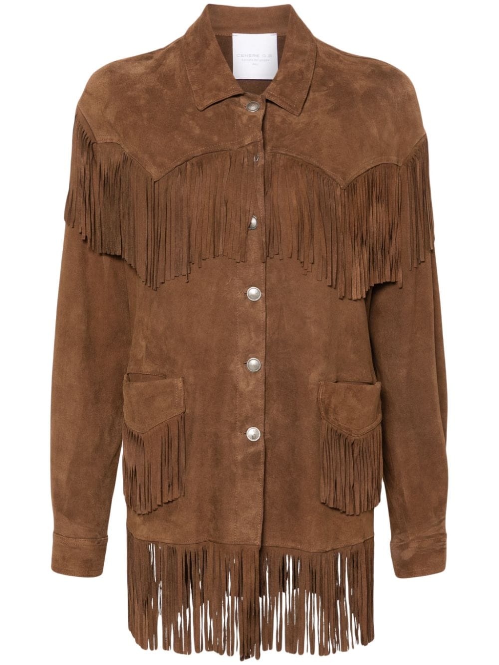 Cenere Gb Fringed Suede Jacket In Brown