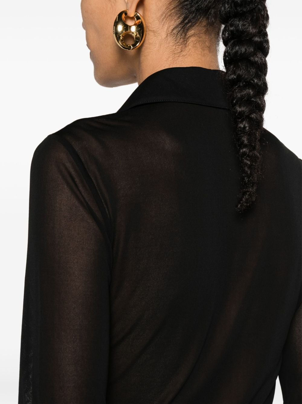 Saint Laurent Button-up mesh blouse Zwart