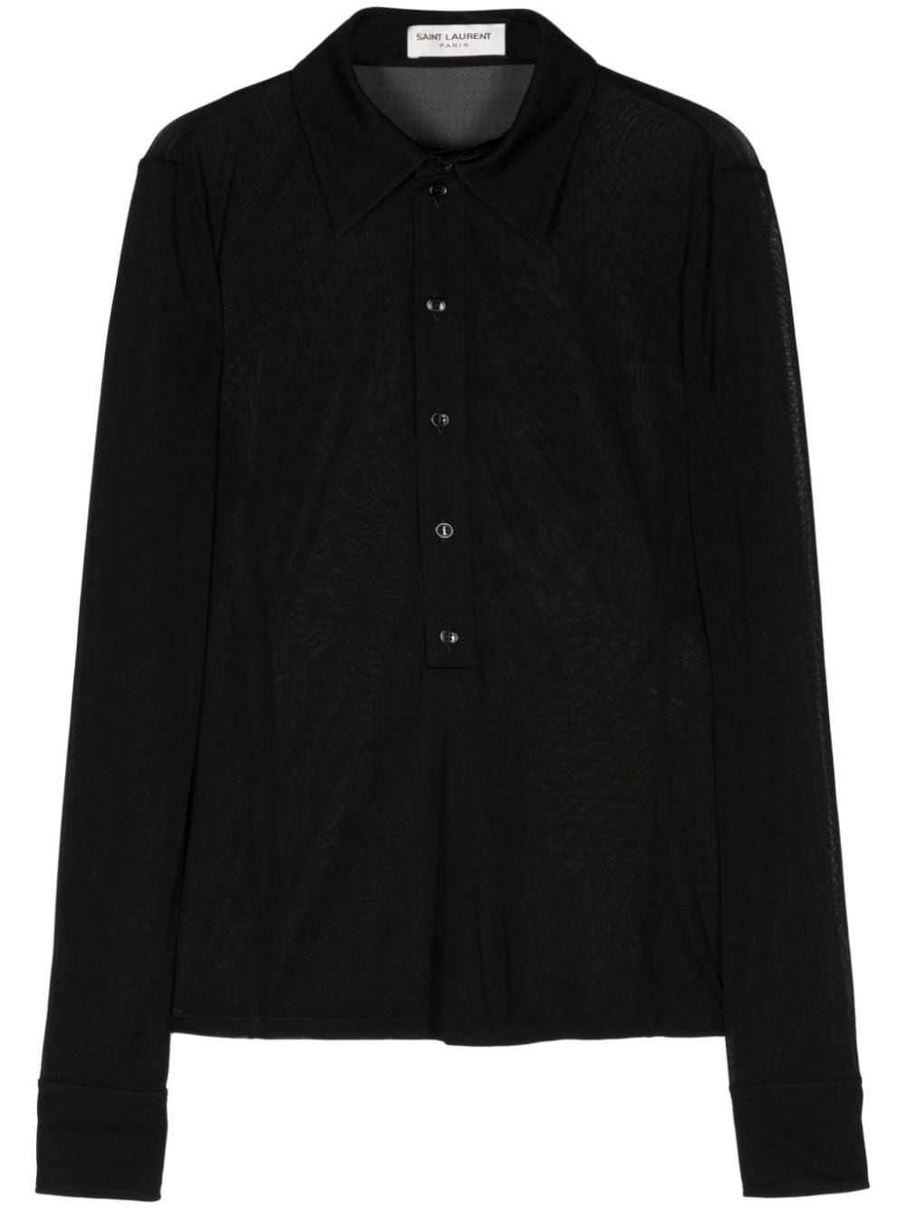 Saint Laurent Button-up mesh blouse Zwart
