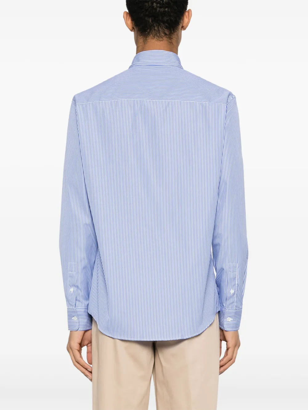 Shop Maison Kitsuné Logo-embroidered Cotton Shirt In Blue