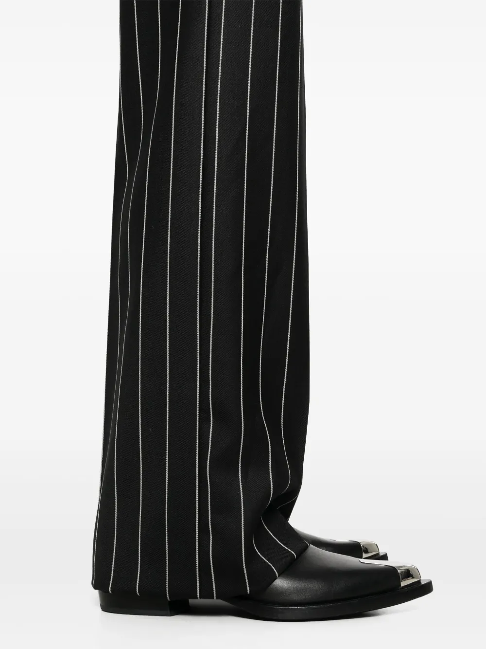 Shop Dolce & Gabbana Pinstripe Wool Trousers In Black