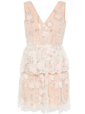 Self- Portrait Cream Flower Lace Collar Mini Dress UK12 US 8