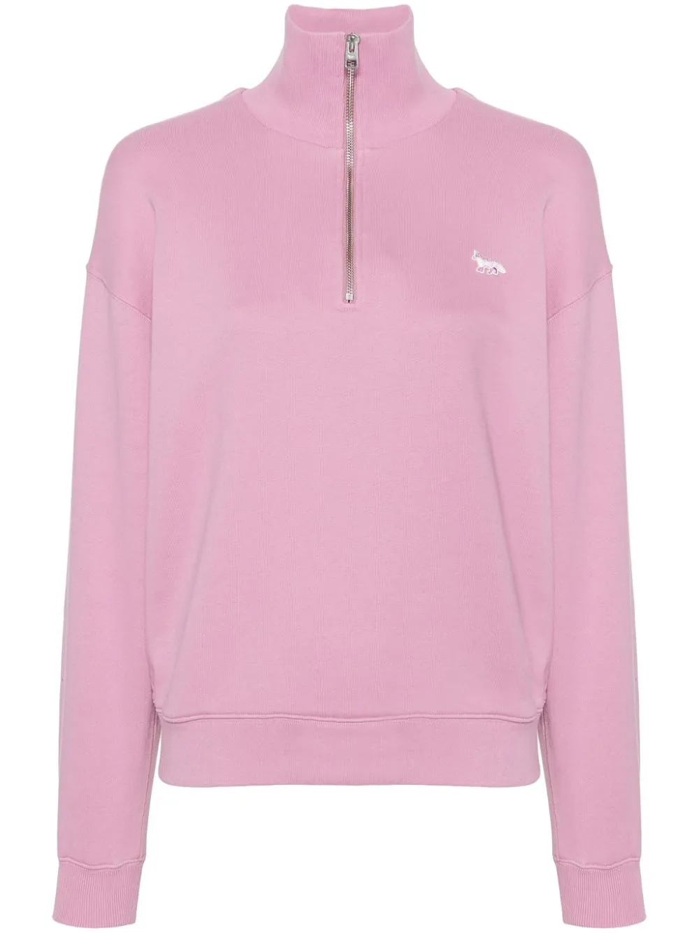 Maison Kitsuné Fox-appliqué Half-zip Sweatshirt In Pink