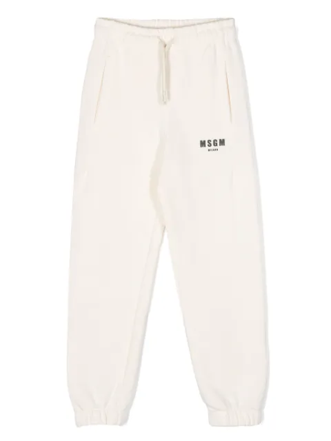 MSGM Kids logo-print cotton trousers