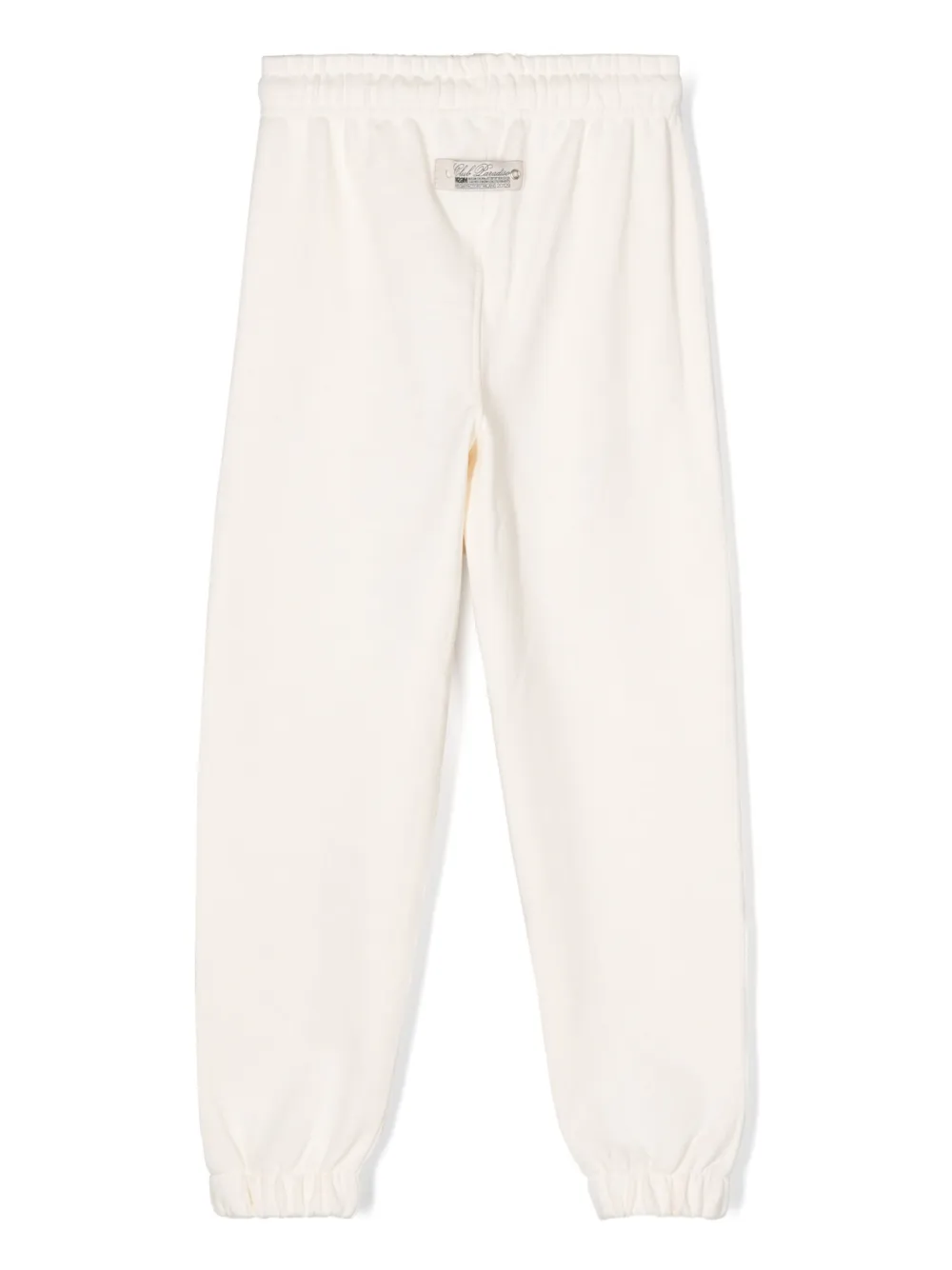 Shop Msgm Logo-print Cotton Trousers In Neutrals