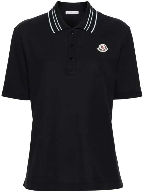 Moncler logo patch Cotton Polo Shirt Black FARFETCH MY