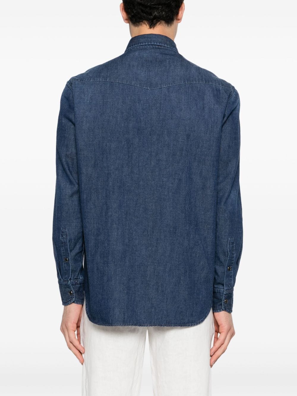 Shop Brioni Cotton Denim Shirt In Blue