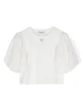 TWINSET Kids lace-sleeves jersey blouse - White