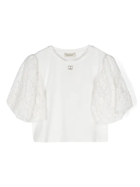 TWINSET Kids lace-sleeves jersey blouse