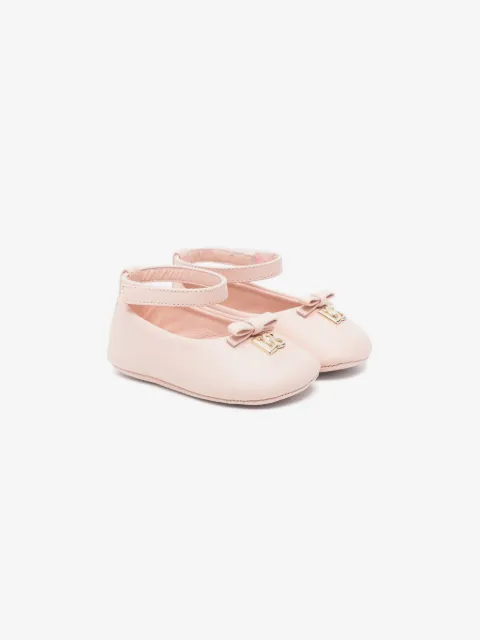 Dolce & Gabbana Kids logo-plaque leather ballerina flats