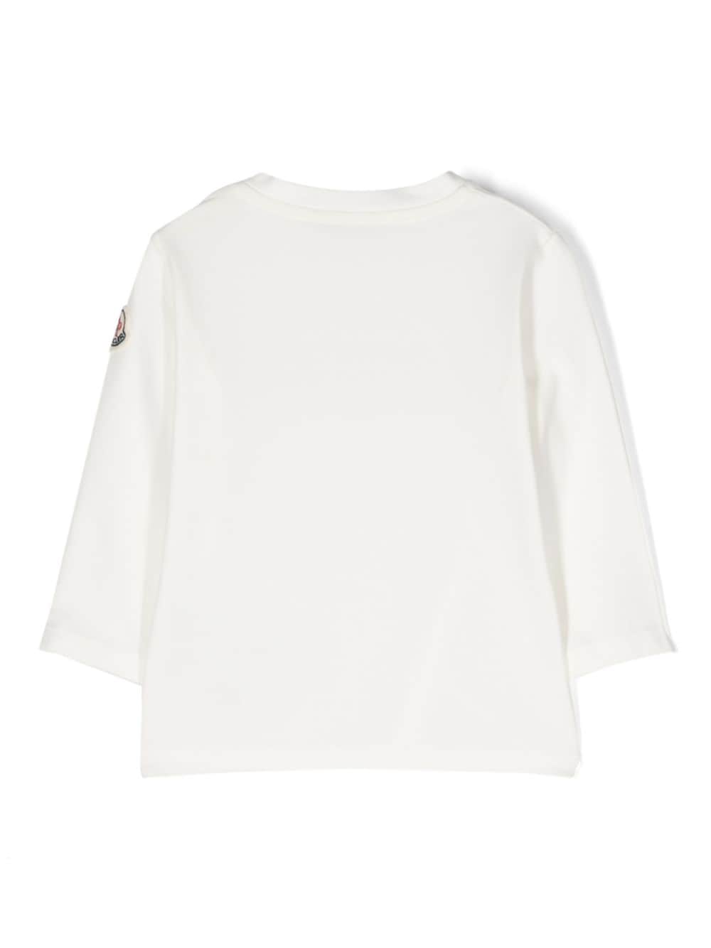 Moncler Enfant flocked-logo long-sleeve T-shirt - Wit