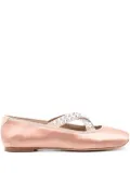 Casadei rhinestone-embellished satin ballerina shoes - Neutrals