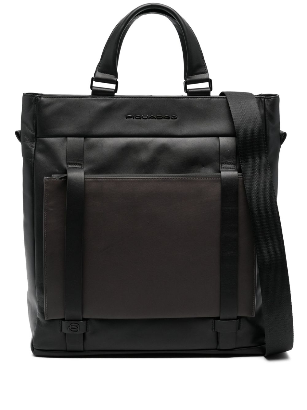 Piquadro Leather Laptop Bag In Schwarz