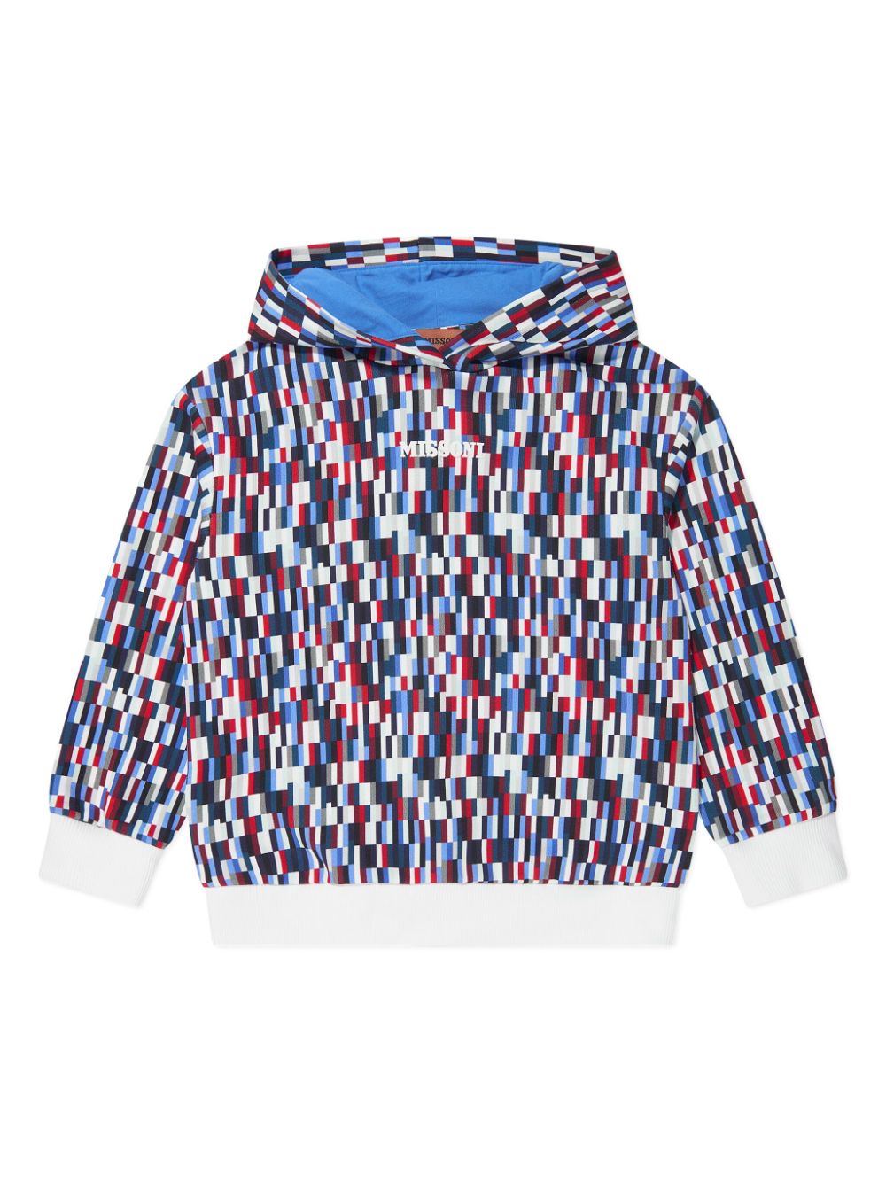 Shop Missoni Geometric-print Cotton Hoodie In Blue