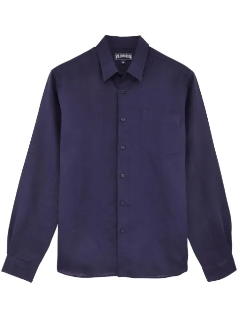Vilebrequin logo-embroidered linen shirt