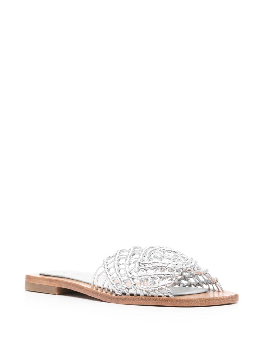 Shop Paloma Barceló Olimpia Leather Sandals In Silver