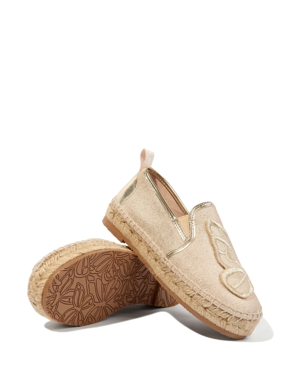 Shop Sophia Webster Mini Butterfly Embroidery Espadrilles In Neutrals