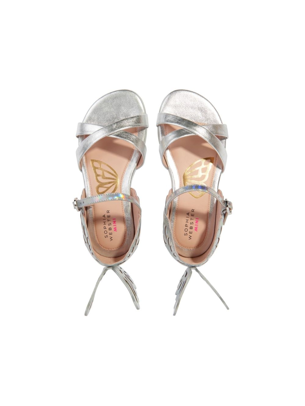 Shop Sophia Webster Mini Evangeline Leather Sandals In Silver