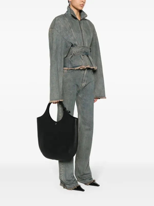 Courrèges Large Holy Leather Tote Bag | Black | FARFETCH