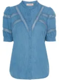 TWINSET lace-trim denim shirt - Blue