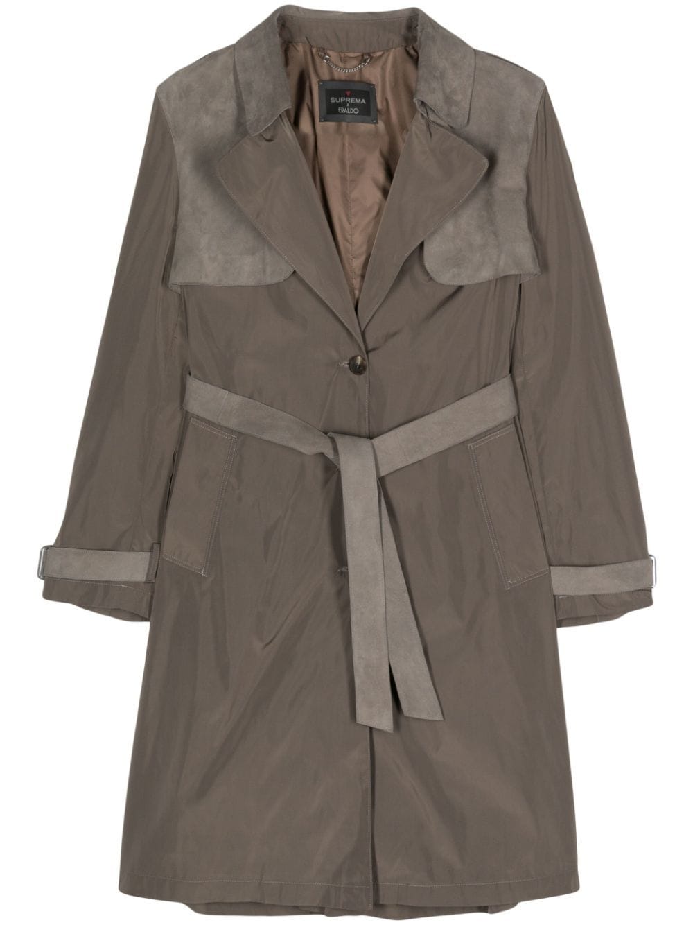 Shop Suprema Contrast-panel Trench Coat In Green