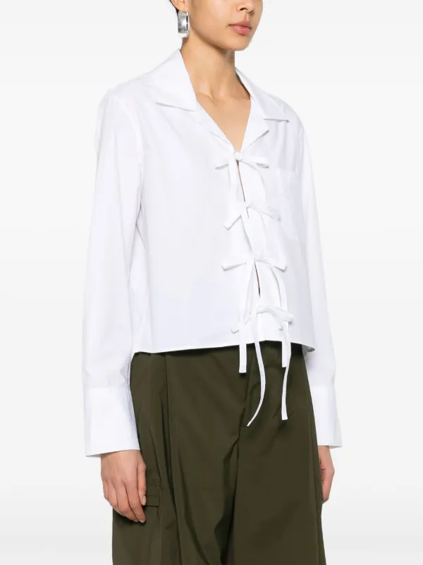 JW Anderson bow-tie Cotton Cropped Shirt | White | FARFETCH JW Anderson bow-tie Cotton Cropped Shirt | White | FARFETCH