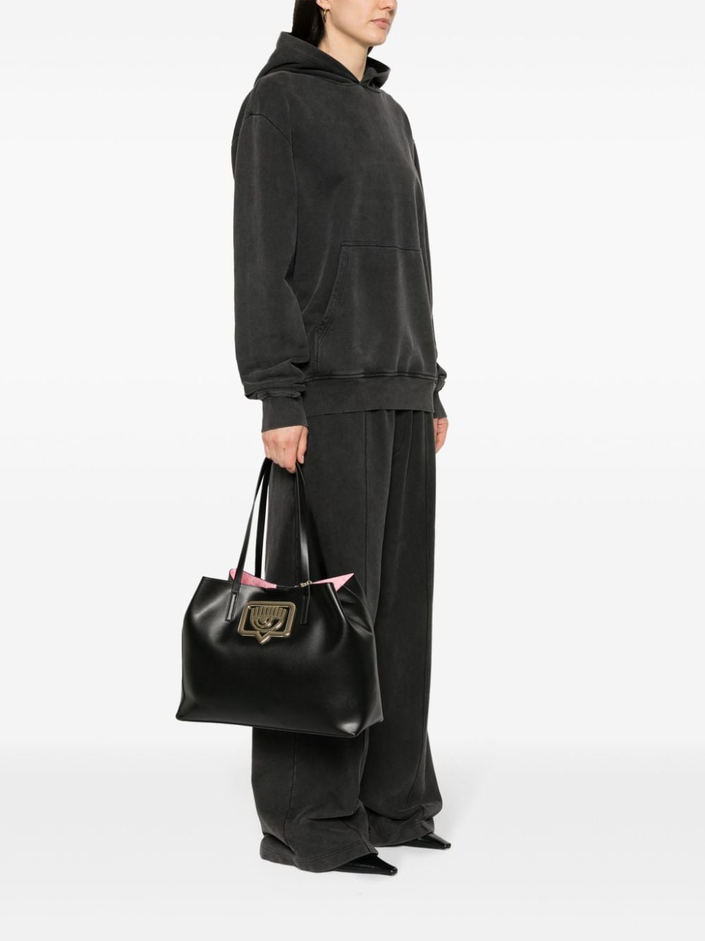 Shop Chiara Ferragni Eyelike-motif Tote Bag In Black