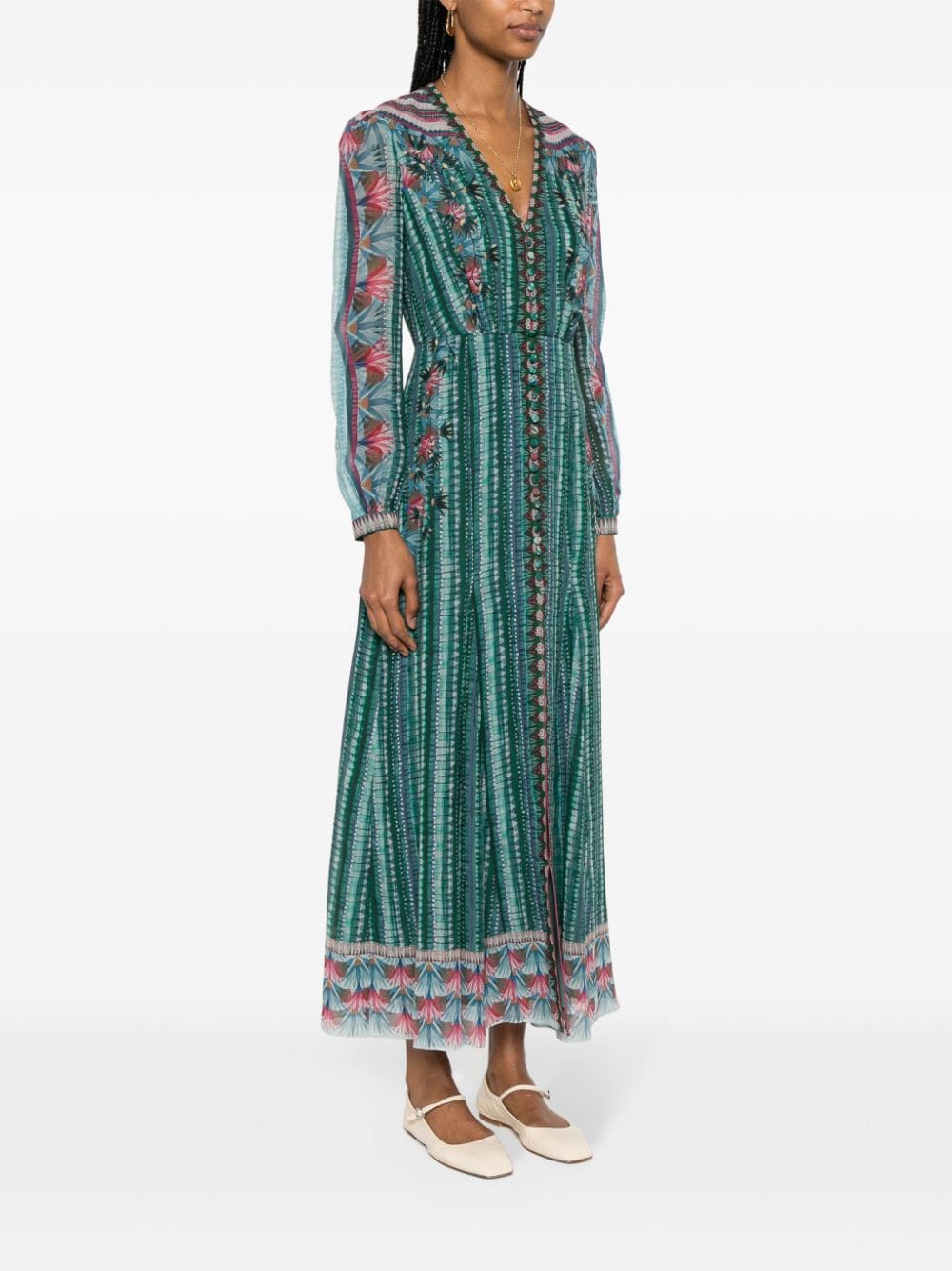 Shop Saloni Annabel B Maxi Dress In Green