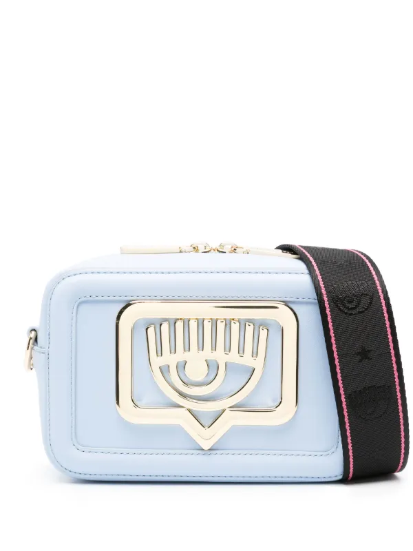 Chiara Ferragni Eyelike plaque Shoulder Bag Blue FARFETCH AO