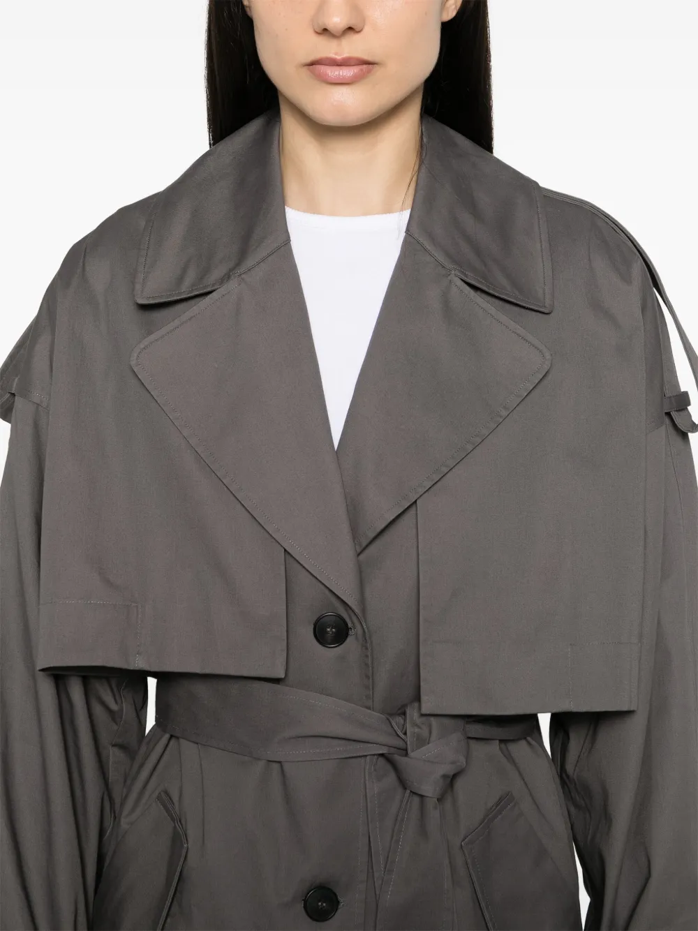 Shop Axel Arigato Atom Cotton Trench Coat In Grey