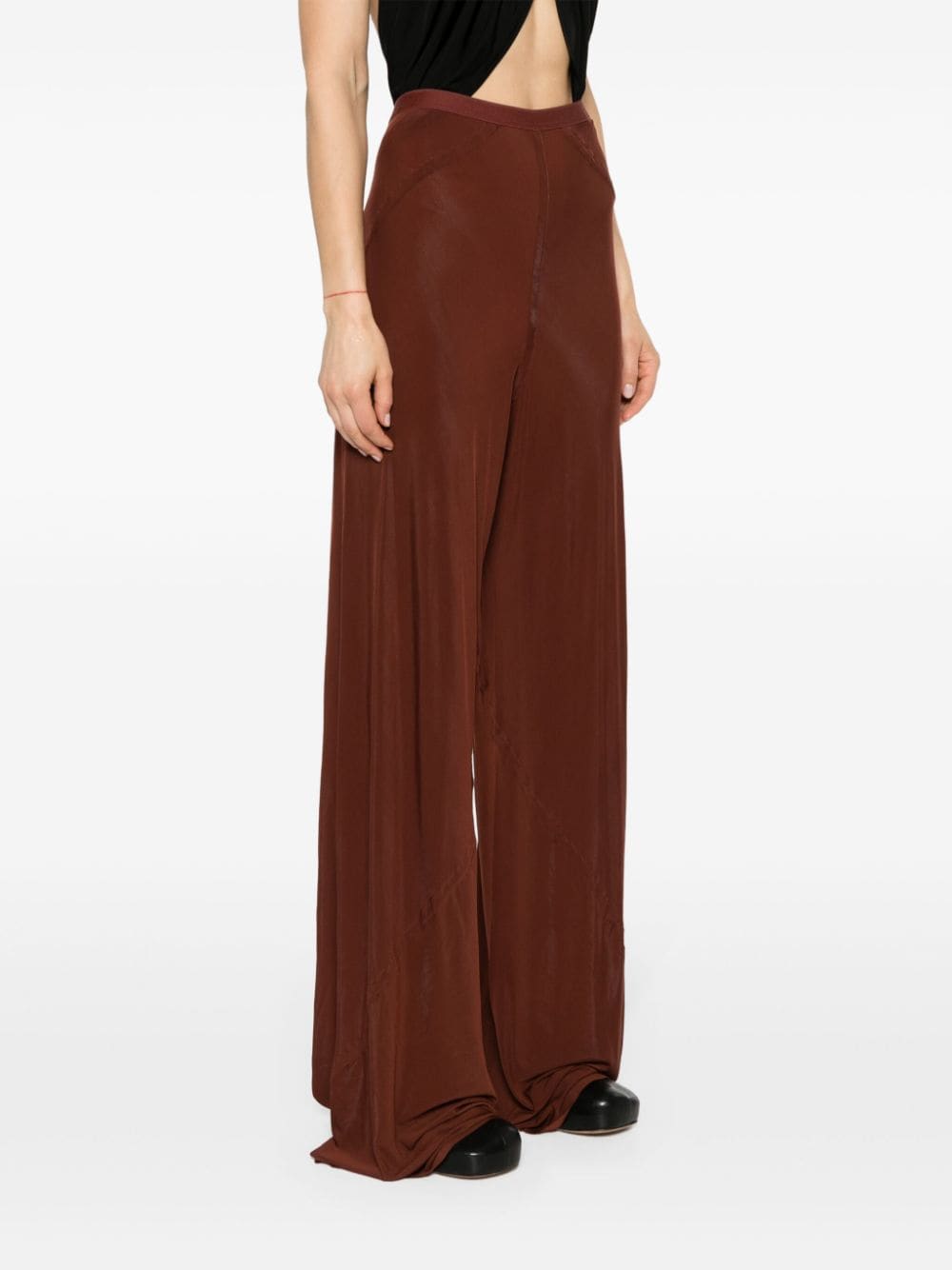 Shop Rick Owens Seam-detailed Wide Trousers In Brown
