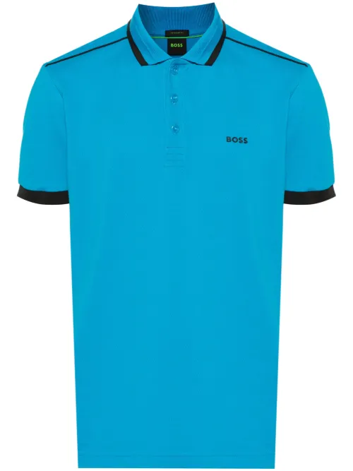 Polo en coton piqué à logo imprimé - BOSS - Modalova