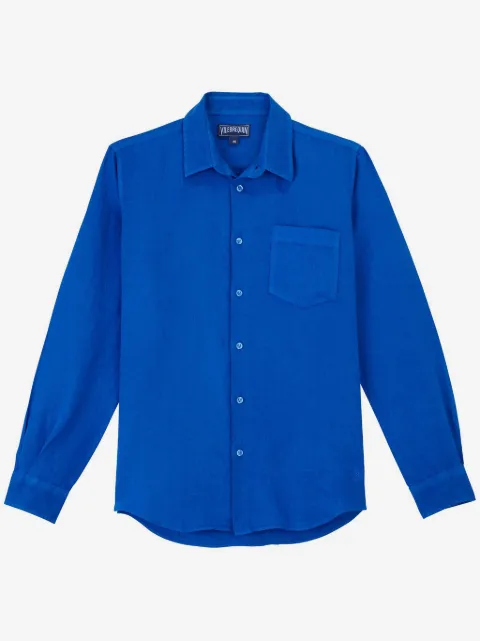Vilebrequin logo-embroidered linen shirt