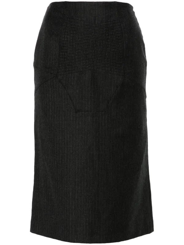 John Galliano Pre-Owned 1990s ストライプ ウールスカート | グレー