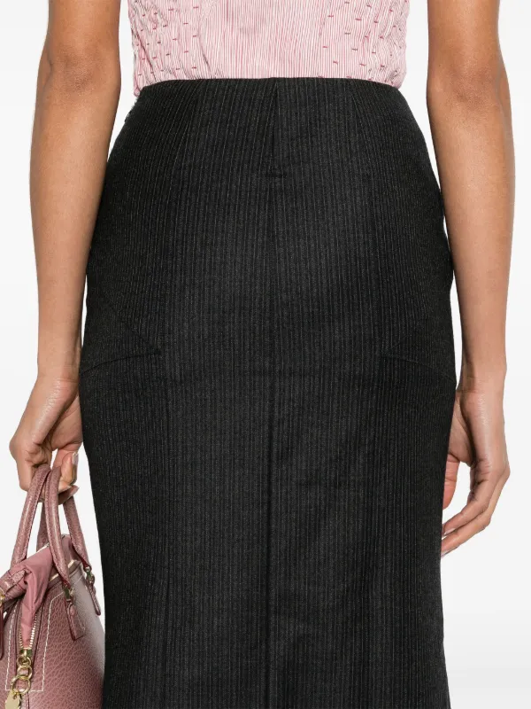 John Galliano Pre-Owned 1990s ストライプ ウールスカート | グレー