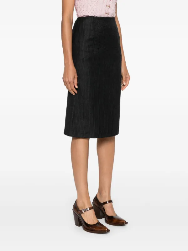 John Galliano Pre-Owned 1990s ストライプ ウールスカート | グレー