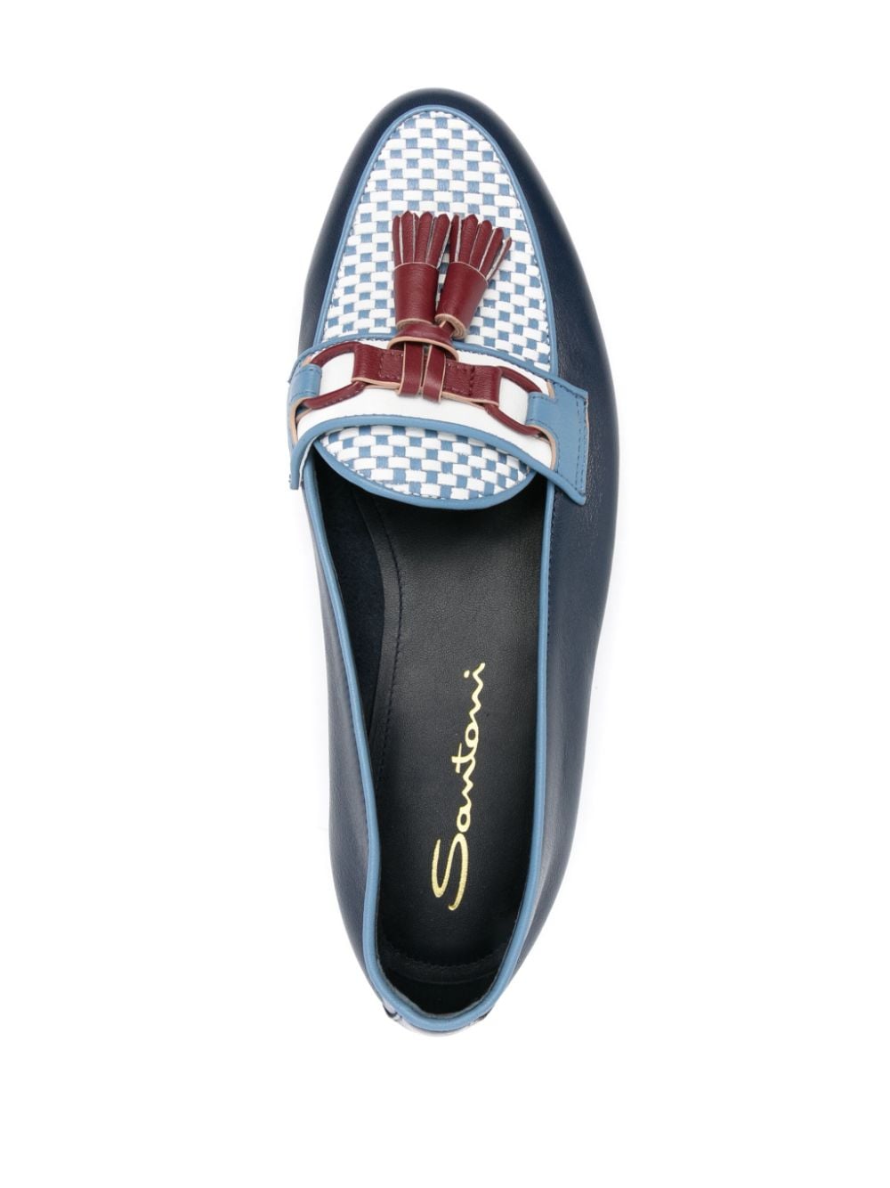 Shop Santoni Andrea Tassel-embellished Loafers In Blau