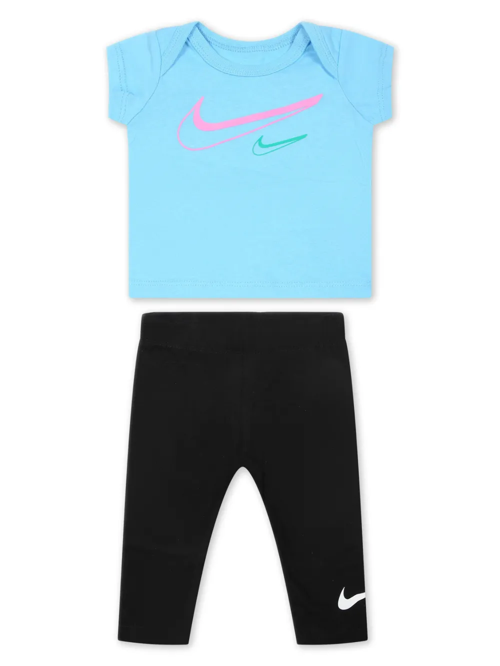 Shop Nike Swoosh-print Cotton Trousers Set In Black