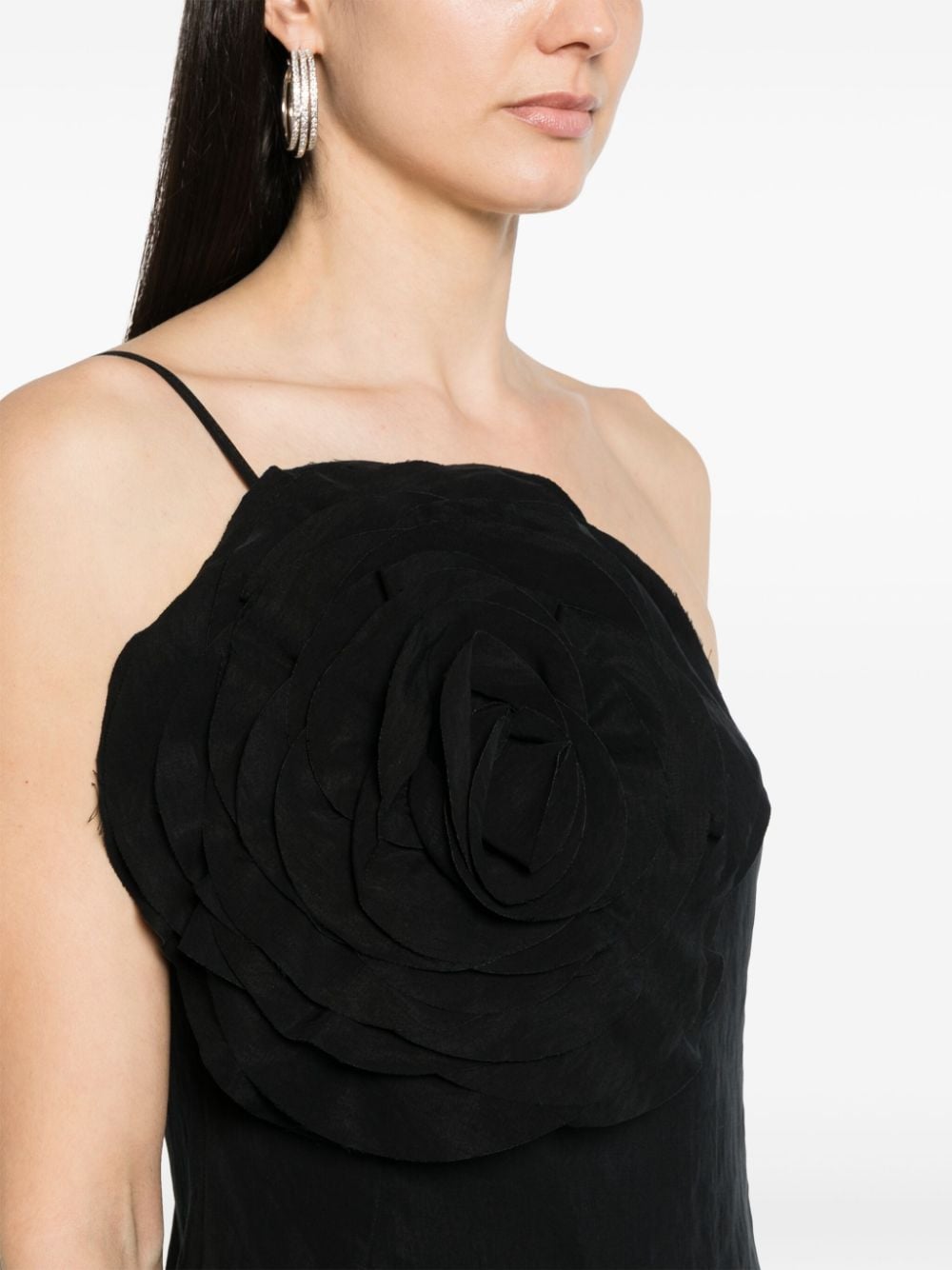 Shop Blumarine Floral-appliqué Mini Dress In Black